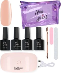 Miss Jules® Rubber Base Coat Starter Pakket – Rubber Base Gel – Rubber Base Gel Nagellak Startersset - Rubber Base Gel Startersset Met Lamp