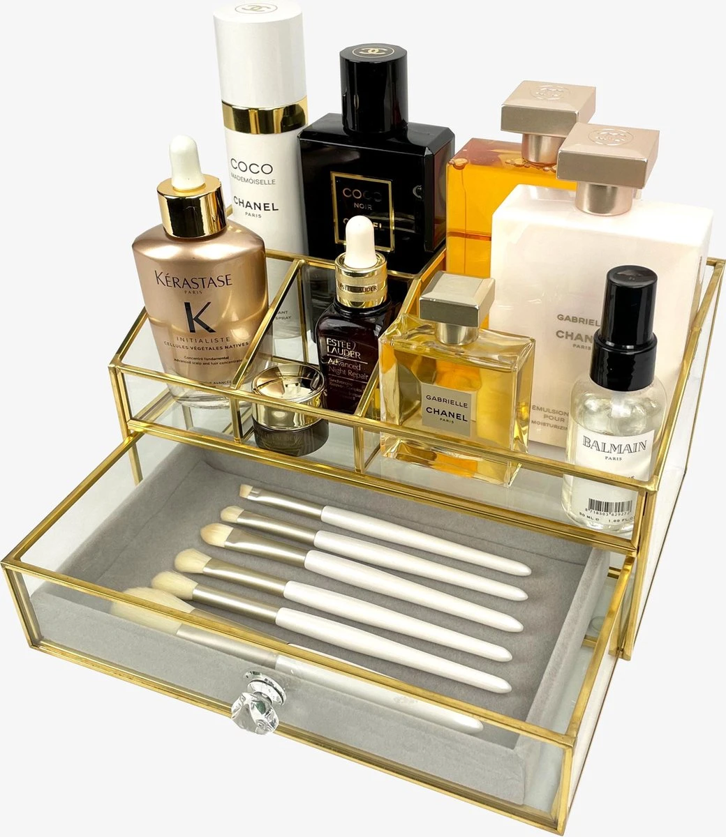 Make Up Organizer Stella | Goud| Cosmetica Organizer|sieraden Organizer | Make Up Organizer | Beautybox | Vitrine Boxje | Glazen Box |Makeup Organizer |Beauty Organizer | Makeupbox |Organizer | Storage Box |Make-uporganizer| Opbergdoos | Sieradendoos 6 Make Up Organizer Stella | Goud| Cosmetica Organizer|sieraden Organizer | Make Up Organizer | Beautybox | Vitrine Boxje | Glazen Box |Makeup Organizer |Beauty Organizer | Makeupbox |Organizer | Storage Box |Make-uporganizer| Opbergdoos | Sieradendoos - Afbeelding 6