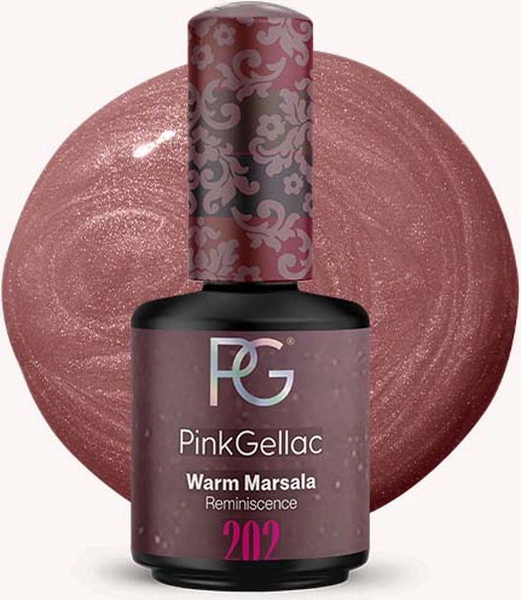 Pink Gellac - Warm Marsala - Gellak - Vegan - Bruin - Shimmer Finish - 15 Ml 1 Pink Gellac - Warm Marsala - Gellak - Vegan - Bruin - Shimmer Finish - 15 Ml