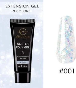 Shinemore ® Poly Gel Kit - Gellak Starters Pakket Incl. UV Nageldroger - 3 Kleuren Polygel - Nageltips - Top & Base Coat - Nageldroger - Poly Acryl Nagels - Polygel Set - White Glitter , Pink Glitter , Blue Glitter -Cosmetica Winkel 1044x1200 2