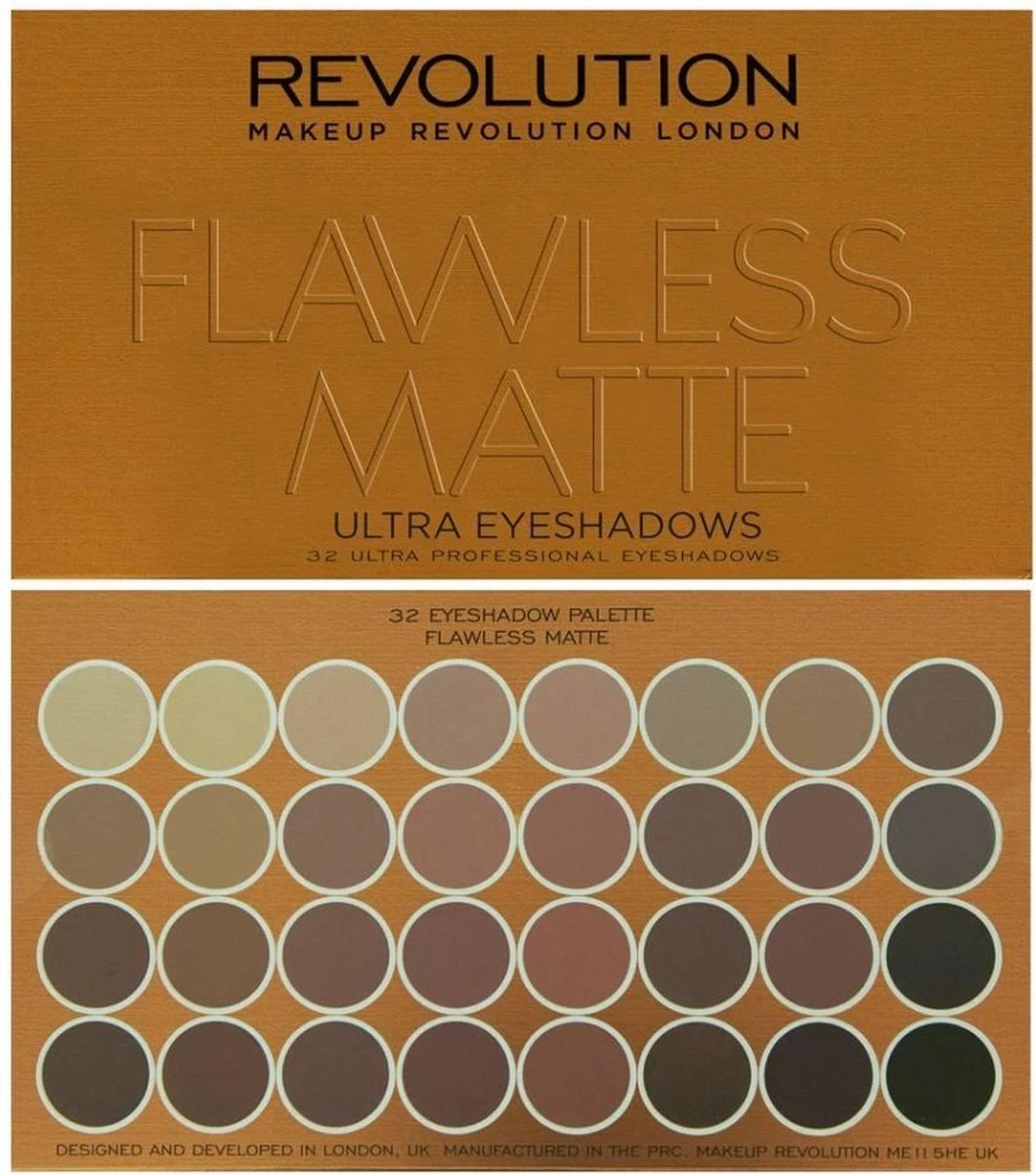 Makeup Revolution Flawless Matte - Ultra Eyeshadows - Oogschaduw Palette - 32 Kleuren 1 Makeup Revolution Flawless Matte - Ultra Eyeshadows - Oogschaduw Palette - 32 Kleuren