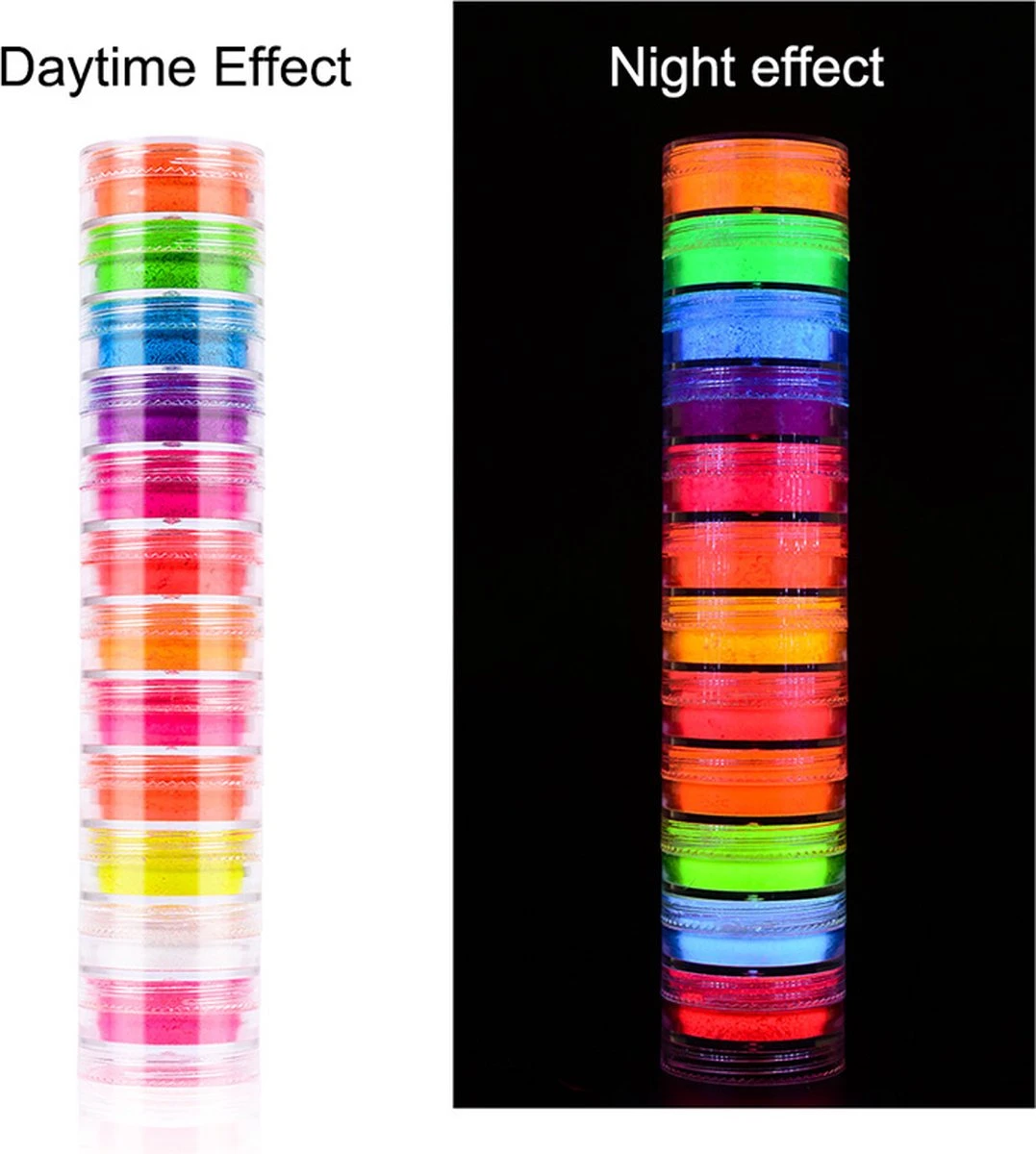 Royala Neon Nagel Poeder - Nagel Nail Art Neon Glitter Poeder - 12 Potjes Aan Neon Kleuren - Nail Art 4 Royala Neon Nagel Poeder - Nagel Nail Art Neon Glitter Poeder - 12 Potjes Aan Neon Kleuren - Nail Art - Afbeelding 4