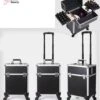 Kapper Koffer| Nagel | Visagist | Make-up | Cosmetica | Schminken | Trolley Stevig En Gemaakt Van Aluminium | 3 Delig | 8 Wielen | Bedekt Met Mooie Zilver Strips
