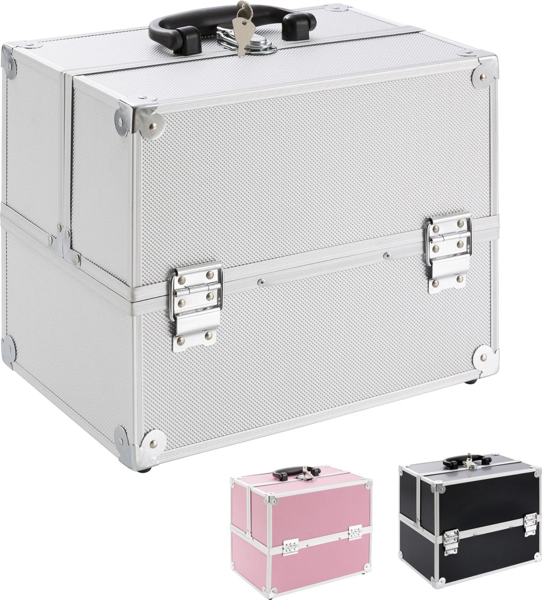 AREBOS Cosmetica Koffer - Beauty Case - Cosmetica Trolley - 15 L - Zilber 12 AREBOS Cosmetica Koffer - Beauty Case - Cosmetica Trolley - 15 L - Zilber - Afbeelding 12