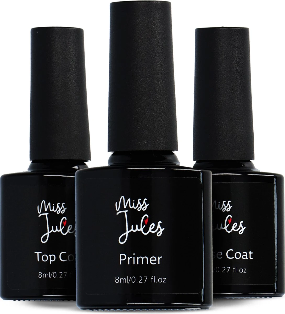 Miss Jules® Base & Top Coat & Primer 24 Ml - Gellak - Goede Aanhechting - Blijvend Glanzende Nagels 1 Miss Jules® Base & Top Coat & Primer 24 Ml - Gellak - Goede Aanhechting - Blijvend Glanzende Nagels