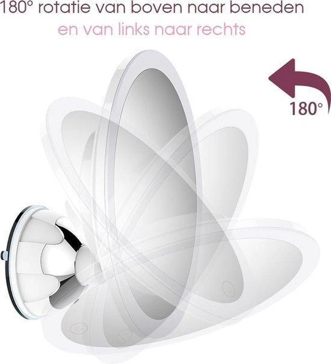 Merkloos Make-Up Spiegel Met Led Verlichting En Zuignap - 360° Verstelbaar 10x Vergroot 2 Merkloos Make-Up Spiegel Met Led Verlichting En Zuignap - 360° Verstelbaar 10x Vergroot - Afbeelding 2
