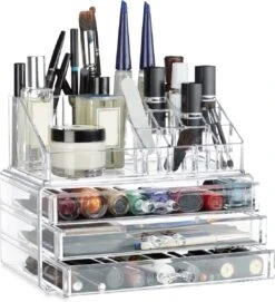 Relaxdays Make-up Organizer Klein - Stapelbaar - Sieradendoosje - Cosmetica - Opbergbox - Doorzichtig -Cosmetica Winkel 1095x1200 7