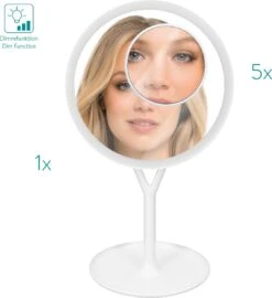 Navaris Make-up Spiegel Met Verlichting - Inclusief Kleinere Handspiegel Met 5x Vergroting - LED-verlichting Met Dim-functie - Wit -Cosmetica Winkel 1099x1200 11