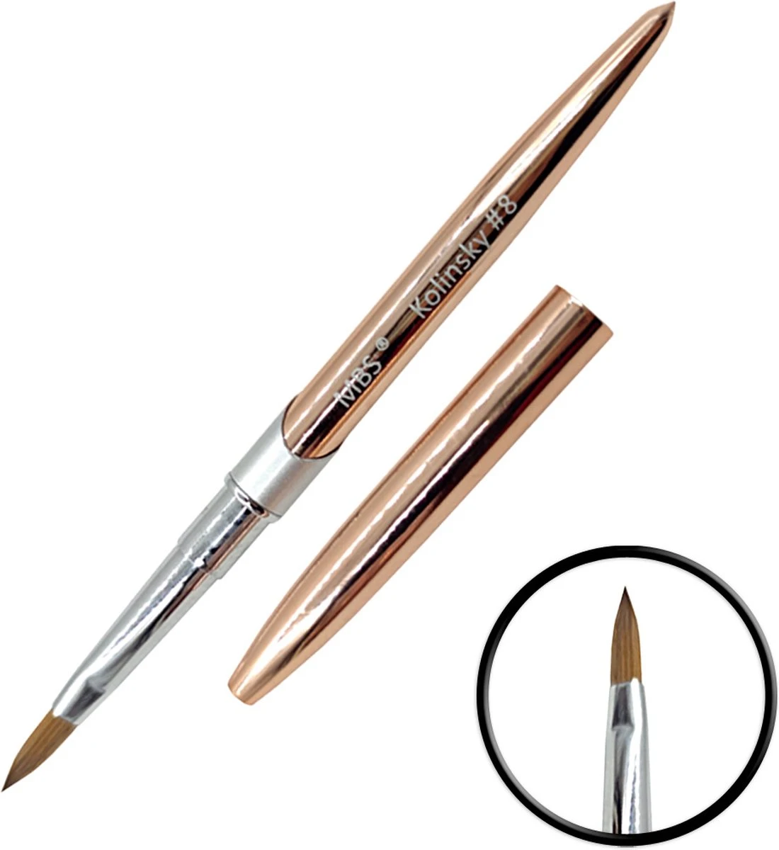 KOLINSKY ACRYL PENSEEL #8 - Kolinsky Penseel - Acryl Penseel - Acryl Nagels - Gold 1 KOLINSKY ACRYL PENSEEL #8 - Kolinsky Penseel - Acryl Penseel - Acryl Nagels - Gold