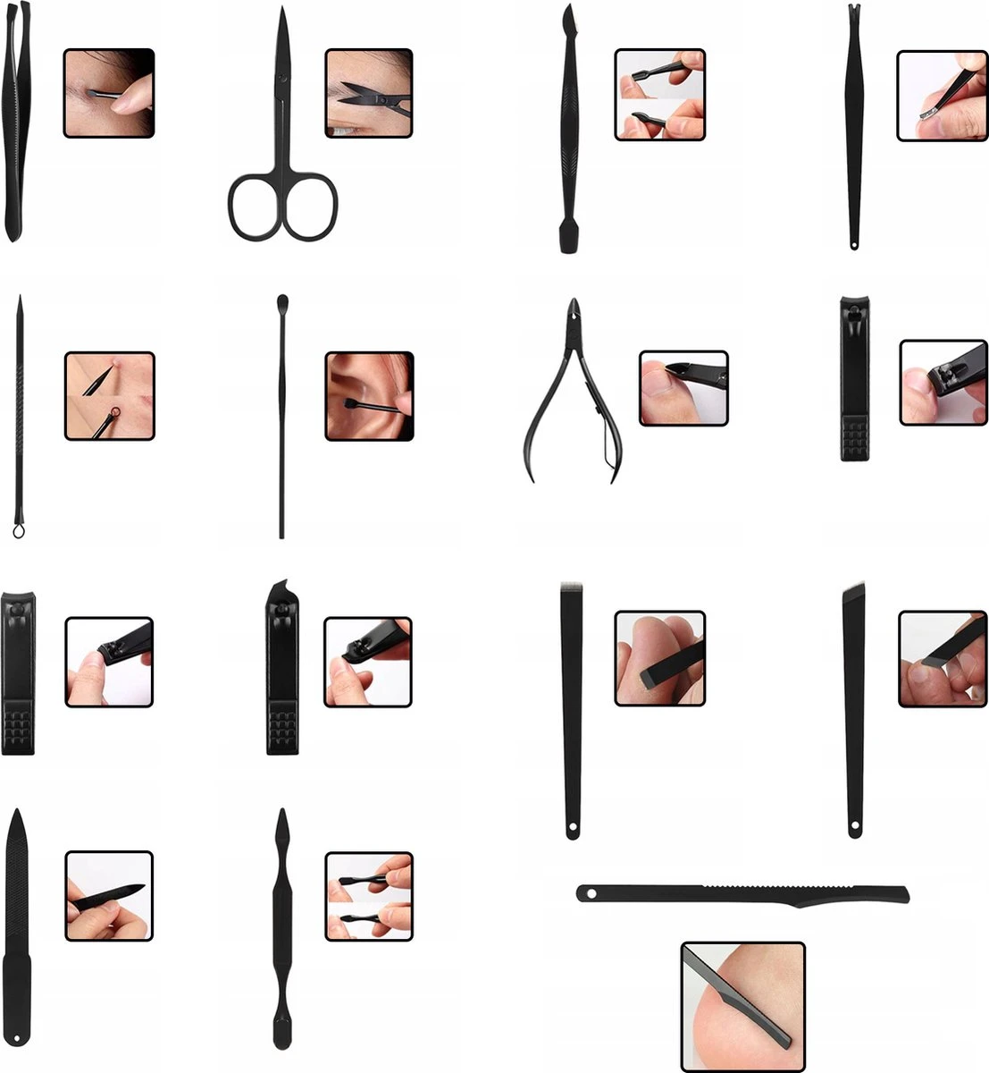 In Round Nagelset 16-delig Met Etui – Manicure Set – Pedicure Set - Staal – Zwart / Rood – Nagelsetje – Nagel Knipper – Nagelknipper – Manicureset – Nagelschaar – Pedicureset – Nagelverzorging – Nageltang – Nail Clipper 4 In Round Nagelset 16-delig Met Etui – Manicure Set – Pedicure Set - Staal – Zwart / Rood – Nagelsetje – Nagel Knipper – Nagelknipper – Manicureset – Nagelschaar – Pedicureset – Nagelverzorging – Nageltang – Nail Clipper - Afbeelding 4