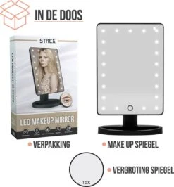 Strex Make Up Spiegel Met LED Verlichting - 3 Verlichtingsmodus - 1/10x Vergroting - 360° Verstelbaar 17 Strex Make Up Spiegel Met LED Verlichting - 3 Verlichtingsmodus - 1/10x Vergroting - 360° Verstelbaar -Cosmetica Winkel 1116x1200 6