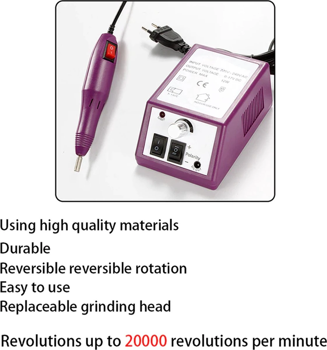 Elektrische Nagelvijl/ Nagelfrees - Inclusief 6 Vijlen - Nagelfrees Machine Voor Slijpen / Snijden / Polijsten - Manicure / Pedicure Nagel Vijlmachine - Verzorging Voor Nagels / Handen / Voeten 8 Elektrische Nagelvijl/ Nagelfrees - Inclusief 6 Vijlen - Nagelfrees Machine Voor Slijpen / Snijden / Polijsten - Manicure / Pedicure Nagel Vijlmachine - Verzorging Voor Nagels / Handen / Voeten - Afbeelding 8