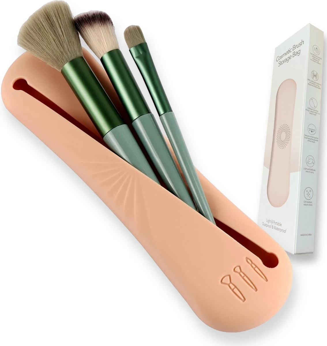 Beautious® Make Up Organizer - Beauty Organizer - Kwastenhouder - Compact - Siliconen - Khaki 1 Beautious® Make Up Organizer - Beauty Organizer - Kwastenhouder - Compact - Siliconen - Khaki