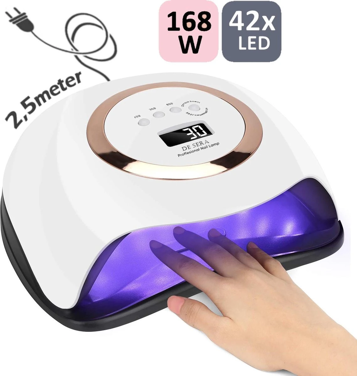 De Sera UV Lamp Gelnagels 168W - LED Lamp Nagels - Gellak Lamp - Nageldroger Met 2.5 Meter Lang Snoer - Wit 1 De Sera UV Lamp Gelnagels 168W - LED Lamp Nagels - Gellak Lamp - Nageldroger Met 2.5 Meter Lang Snoer - Wit
