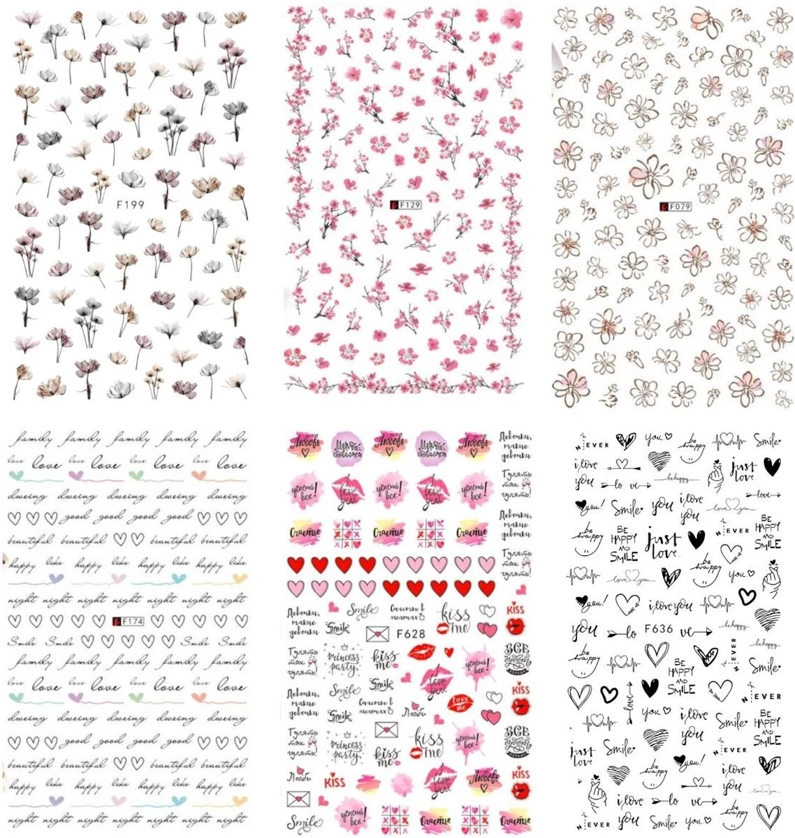 GUAPÀ - Nail Art 3D Nagel Stickers Set - Nagel Decoratie & Versiering Folie - 6 Sticker Vellen 2 GUAPÀ - Nail Art 3D Nagel Stickers Set - Nagel Decoratie & Versiering Folie - 6 Sticker Vellen - Afbeelding 2