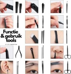 ⭐ATV PERFECTUM Luxe 18-delige - Manicure Set - Zwart Manicureset - Manicure Setje Pedicureset - Nagelschaartje - Nagelknipper – Nagelknipper Set - Manicureset - Manicuresetje -Cosmetica Winkel 1147x1200 8