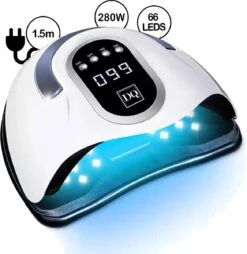 DANIQQI - 280W UV LED Lamp Nagels - 66 LEDS - UV - Led - Nagellamp - Extra Lang Snoer 150 Cm - Wit- Moederdag - Ovalen Display