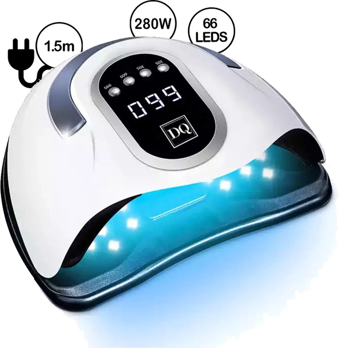 DANIQQI - 280W UV LED Lamp Nagels - 66 LEDS - UV - Led - Nagellamp - Extra Lang Snoer 150 Cm - Wit- Moederdag - Ovalen Display 1 DANIQQI - 280W UV LED Lamp Nagels - 66 LEDS - UV - Led - Nagellamp - Extra Lang Snoer 150 Cm - Wit- Moederdag - Ovalen Display
