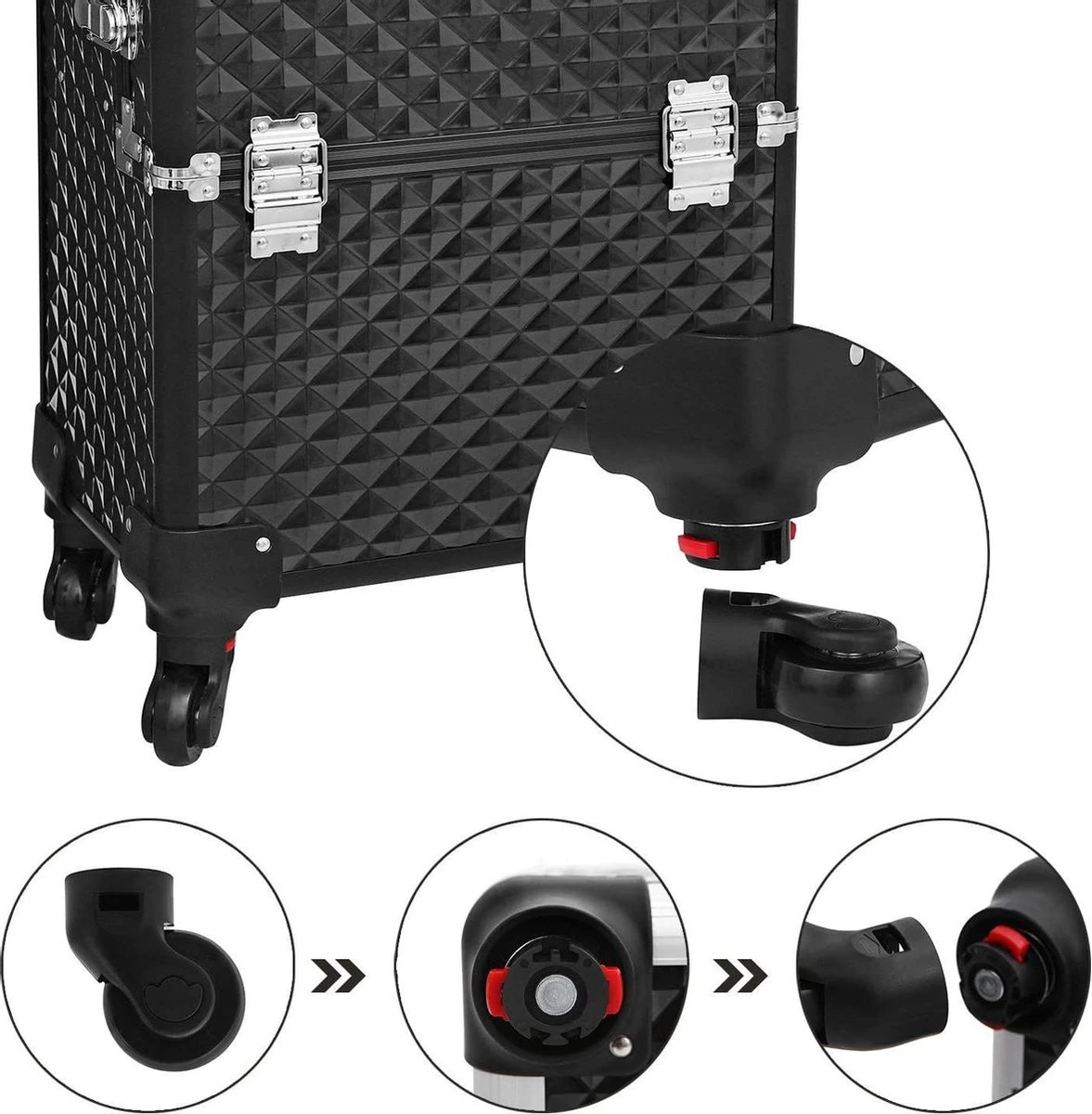 Merkloos Trolley, Make-up Koffer, Cosmetische Koffer, Voor Nageldesign, Make-up Organizer, Koffer Met Draagtas, Zwart JHZ04B 6 Merkloos Trolley, Make-up Koffer, Cosmetische Koffer, Voor Nageldesign, Make-up Organizer, Koffer Met Draagtas, Zwart JHZ04B - Afbeelding 6