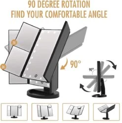 UNIQ Trifold Make Up Spiegel Met LED Verlichting En 2 Vergrootspiegels - Staande Spiegel - 21 LED-lampjes - Op Batterijen En USB (kabel Incl) - Zwart 11 UNIQ Trifold Make Up Spiegel Met LED Verlichting En 2 Vergrootspiegels - Staande Spiegel - 21 LED-lampjes - Op Batterijen En USB (kabel Incl) - Zwart -Cosmetica Winkel 1187x1200 21