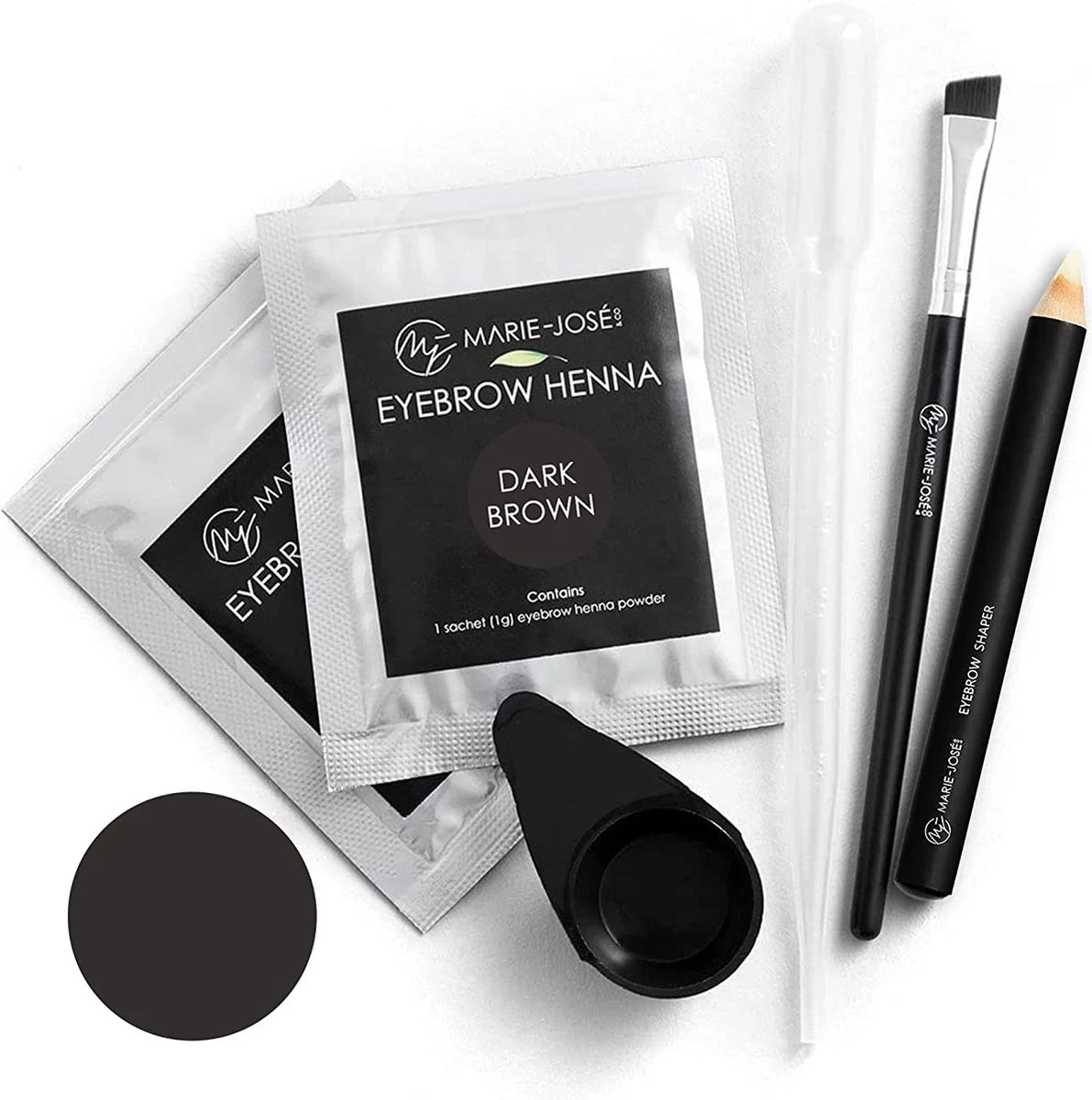 Marie-José & Co Henna Wenkbrauwverf Donkerbruin - Complete Henna Brows Kit - Tattoo Brow Set Voor 20 Paar Wenkbrauwen 1 Marie-José & Co Henna Wenkbrauwverf Donkerbruin - Complete Henna Brows Kit - Tattoo Brow Set Voor 20 Paar Wenkbrauwen