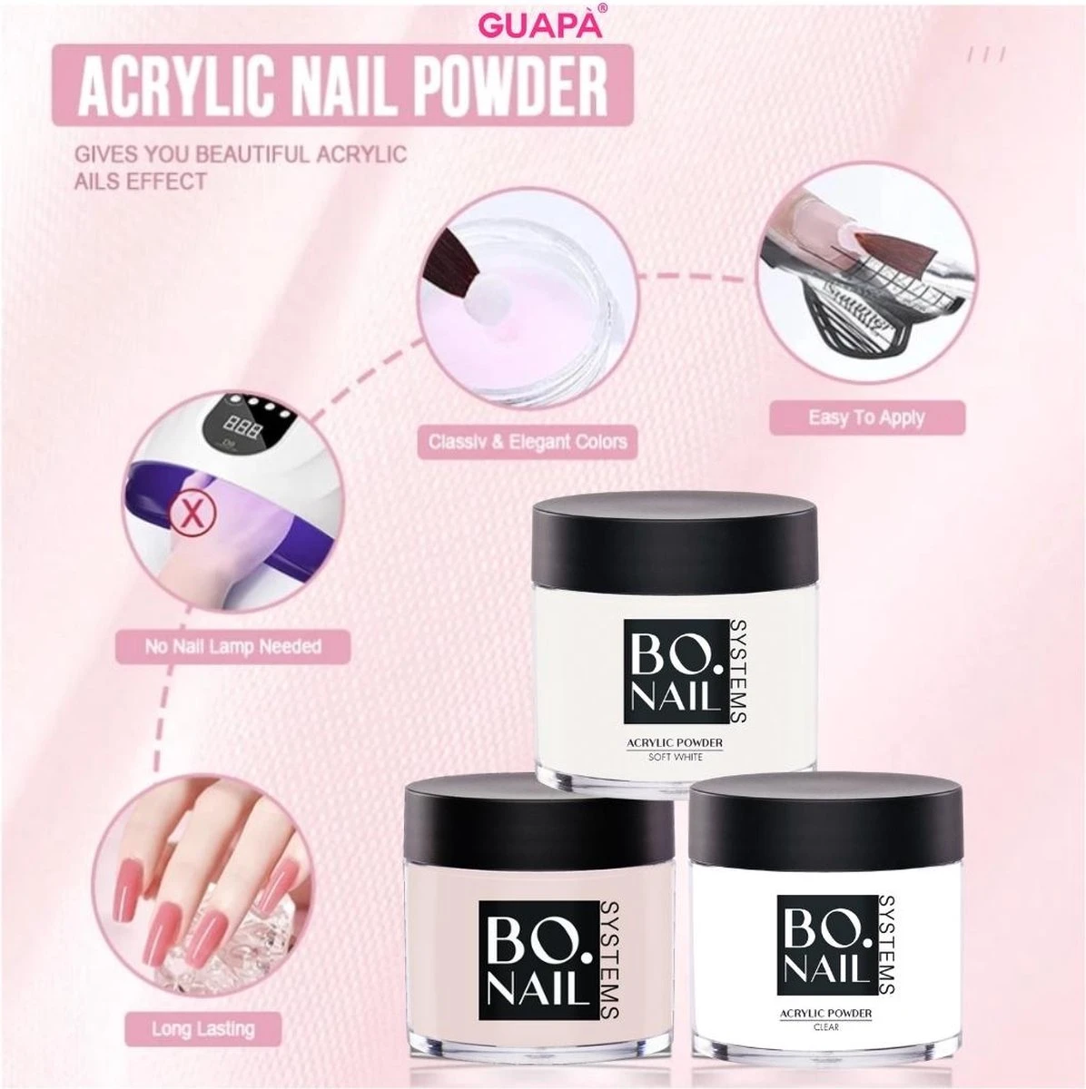 GUAPÀ® Acrylpoeder Pink | Acrylic Powder Roze | Acryl Nagels | Starterspakket | 25 Gr | Professionele Kwaliteit Acryl Poeder 3 GUAPÀ® Acrylpoeder Pink | Acrylic Powder Roze | Acryl Nagels | Starterspakket | 25 Gr | Professionele Kwaliteit Acryl Poeder - Afbeelding 3