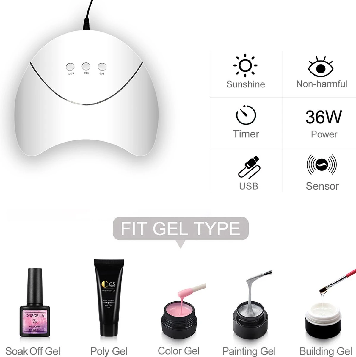 Royala E6 Gellak Starters Pakket Inclusief UV LED Lamp + Met 12 Verschillende Gellak Kleuren - Gellak Lamp – Gellac Set - Alle Benodigdheden In Eén - 300 Nail Wipes - Cleanser - Topcoat - Uitgebreid Pakket- Gel Polish Set - Gellak Set - UV LED Lamp 4 Royala E6 Gellak Starters Pakket Inclusief UV LED Lamp + Met 12 Verschillende Gellak Kleuren - Gellak Lamp – Gellac Set - Alle Benodigdheden In Eén - 300 Nail Wipes - Cleanser - Topcoat - Uitgebreid Pakket- Gel Polish Set - Gellak Set - UV LED Lamp - Afbeelding 4
