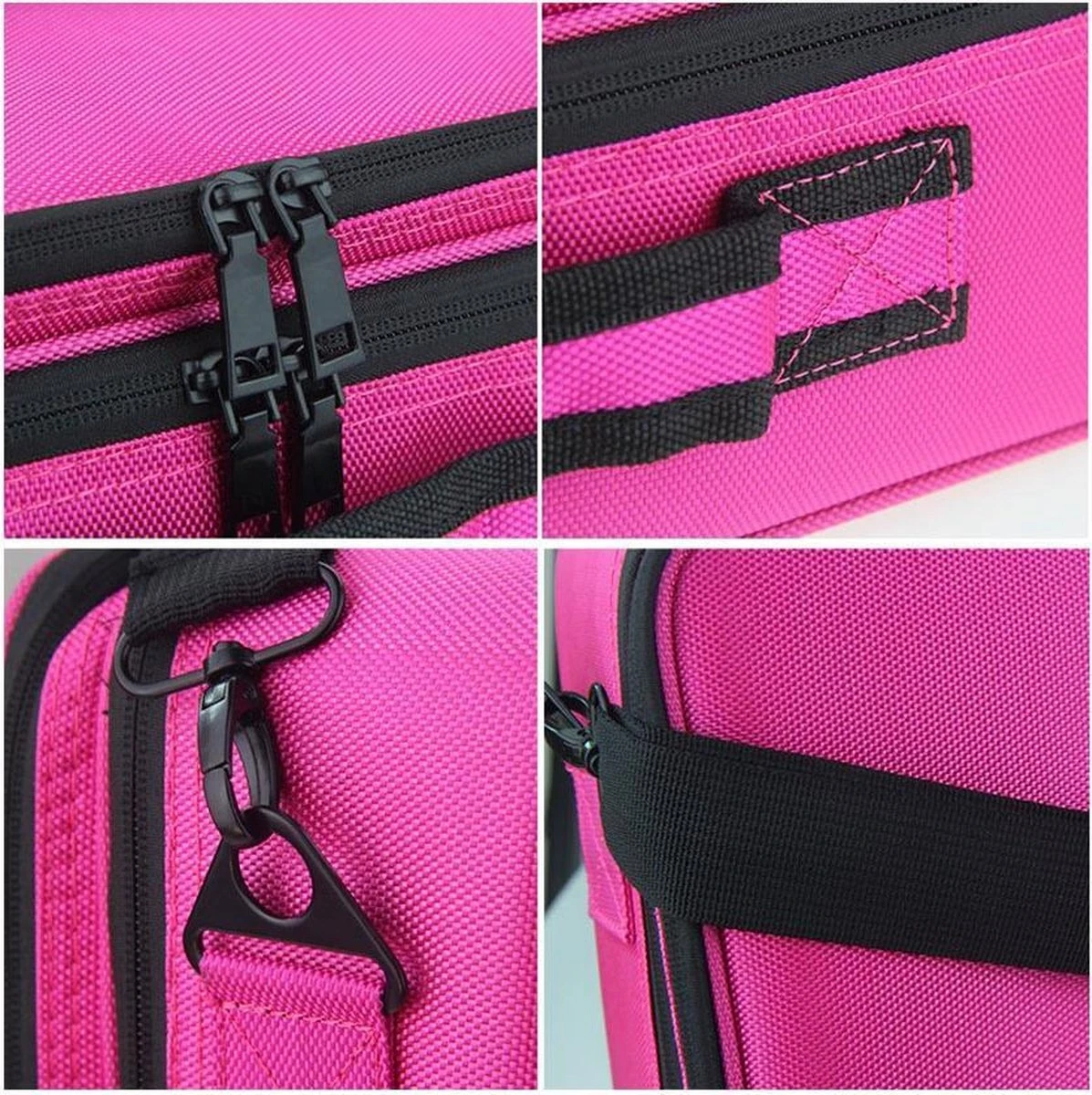 Cosmetica Koffer - Make-up Koffer Met Verstelbare Vakken - Visagie En Nagelstyliste Beauty Koffer - 35x25x11CM - Roze 12 Cosmetica Koffer - Make-up Koffer Met Verstelbare Vakken - Visagie En Nagelstyliste Beauty Koffer - 35x25x11CM - Roze - Afbeelding 12