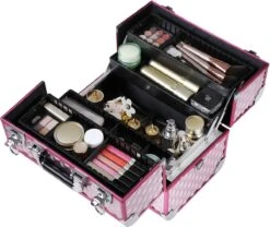 Homeza® Cosmetica Koffer - Make-up Doos - Visagie Koffer - Roze-Zilver -Cosmetica Winkel 1200x1010 7