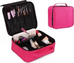 Make-up Koffer - Cosmetica Koffer - Visagie Opbergtas - Beauty Organizer Met Verstelbare Vakken - Roze