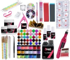 Acrylnagels Set | Nepnagels | Acryl Nagels Kit Starterspakket | Basispakket | Nail Art Pakket | Elektrische Nagelvijl | 60 Kleuren Acryl Poeders/Glitters | 500 Franse Tips | Acrylic Liquid | Nagel Lijm | Plaknagels | 91 Delig | Nagel Set | Nagelstad
