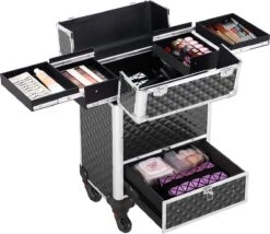 Monkey's Aluminium Kapperskoffer - Zwart - Beauty Case - Cosmeticakoffer - Make-upkoffer - Trolley - 360 Graden Wielen - 34 X 24 X 55.5 Cm -Cosmetica Winkel 1200x1040 8