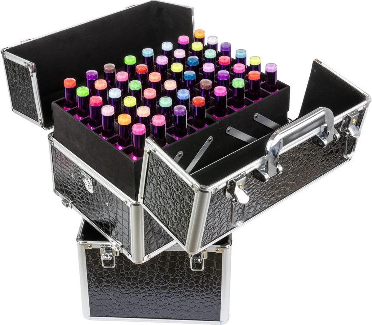 Cosmetica Of Nagel Koffer XL Zwart Glad 5 Cosmetica Of Nagel Koffer XL Zwart Glad - Afbeelding 5