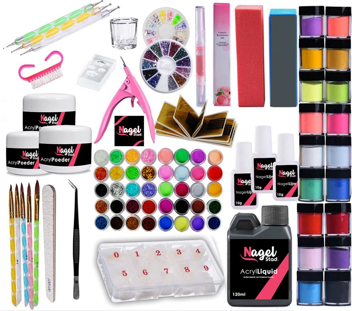 Acrylnagels Set | Nepnagels | Acryl Nagels Kit Starterspakket | Basispakket | Acrylnagels | Nail Art Pakket | 60 Kleuren Acryl Poeders/Glitters | 500 Franse Tips | Acrylic Liquid | Nagel Lijm | Plaknagels | 90 Delig | Nagel Set | Nagelstad 1 Acrylnagels Set | Nepnagels | Acryl Nagels Kit Starterspakket | Basispakket | Acrylnagels | Nail Art Pakket | 60 Kleuren Acryl Poeders/Glitters | 500 Franse Tips | Acrylic Liquid | Nagel Lijm | Plaknagels | 90 Delig | Nagel Set | Nagelstad