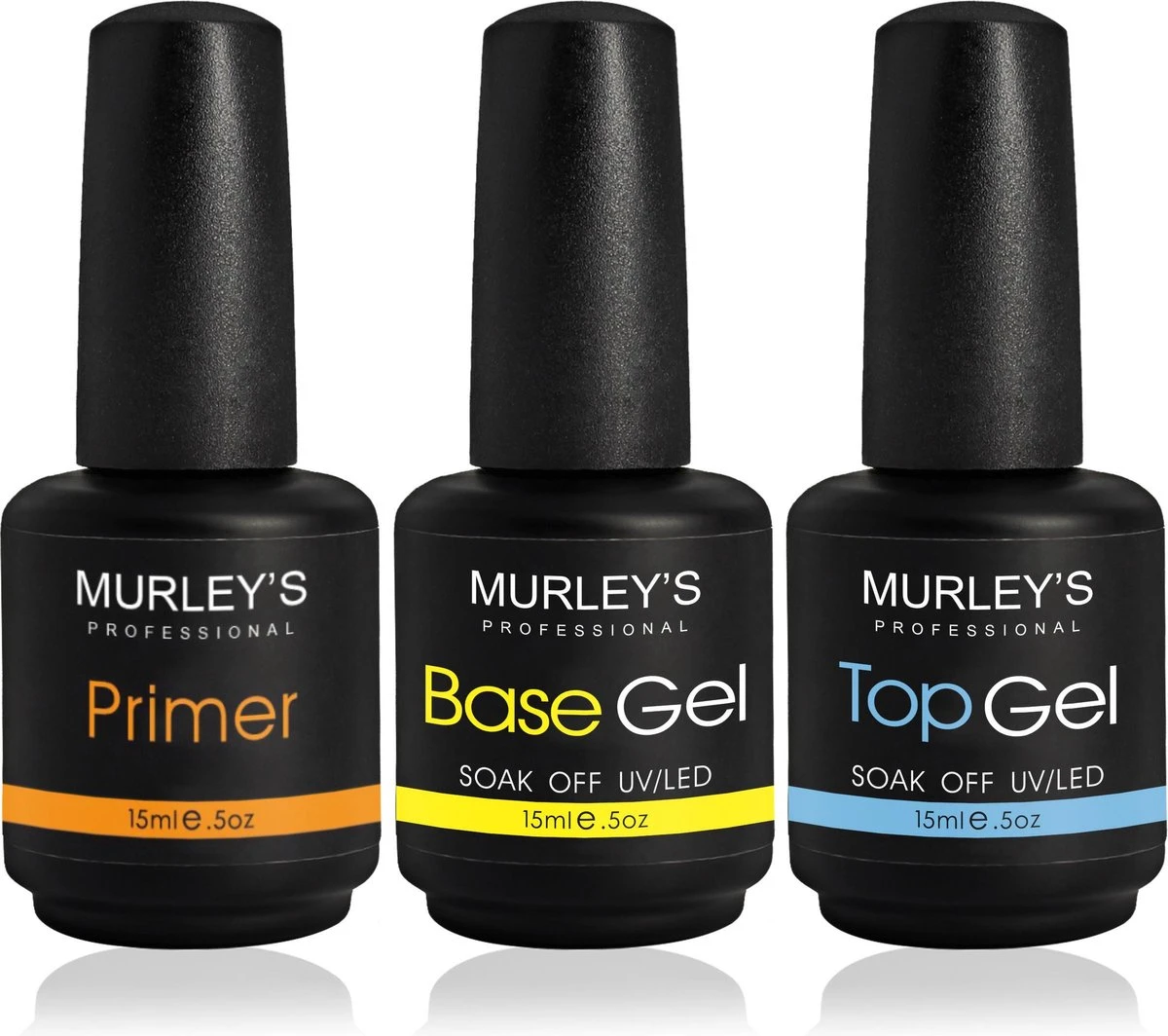 MURLEY’s Primer Base Coat Top Coat 3 In 1 Set Voor Gellak Polygel Acryl Basecoat & Topcoat - 3x 15ml - Gel Nagellak - Gelnagellak - UV / LED Lamp Gelnagels 1 MURLEY’s Primer Base Coat Top Coat 3 In 1 Set Voor Gellak Polygel Acryl Basecoat & Topcoat - 3x 15ml - Gel Nagellak - Gelnagellak - UV / LED Lamp Gelnagels