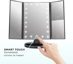 ECCEB Make-up Spiegel - LED Verlichting - Vergrootspiegel - Inklapbaar - 22 LED Lampjes - Draaibaar - Batterij & USB Oplaadbaar - Smart Touch -Cosmetica Winkel 1200x1065 3
