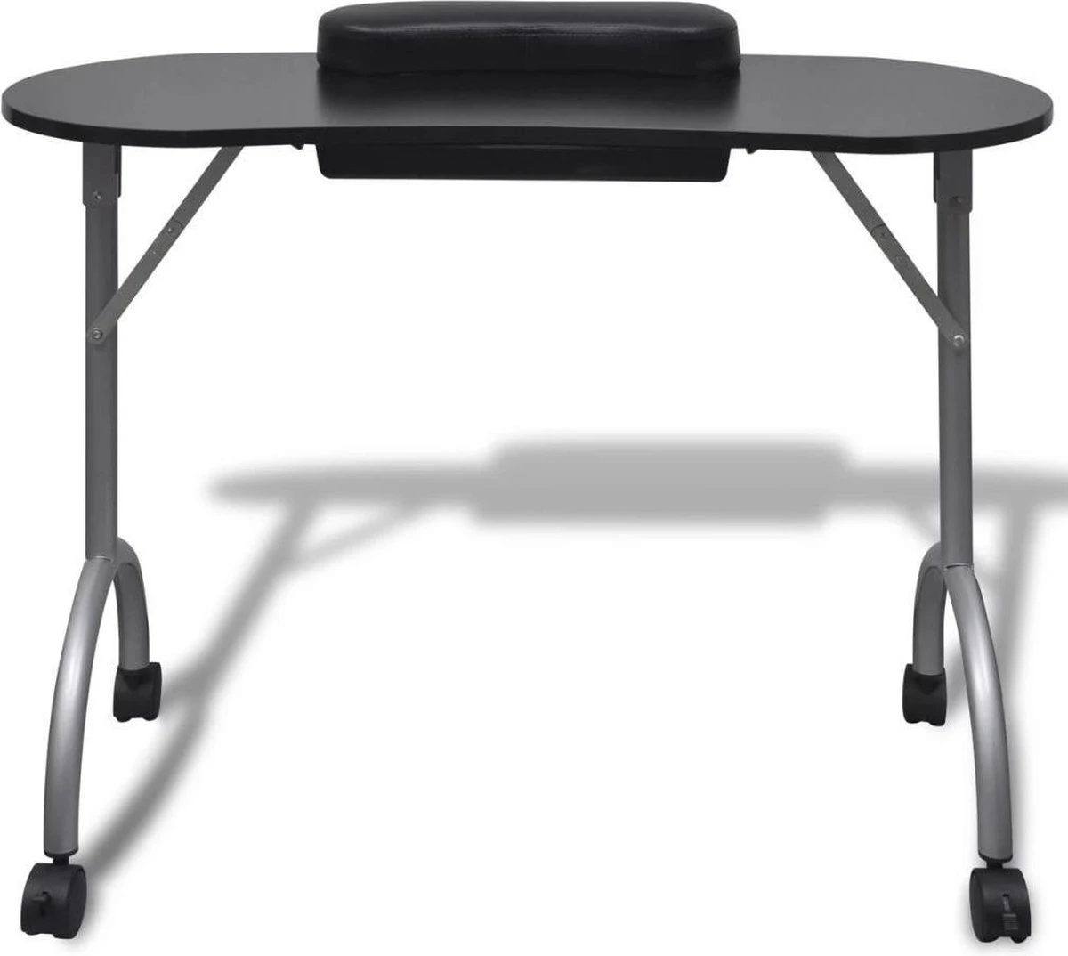 VidaXL Manicuretafel Inklapbaar Met Wieltjes Zwart 2 VidaXL Manicuretafel Inklapbaar Met Wieltjes Zwart - Afbeelding 2