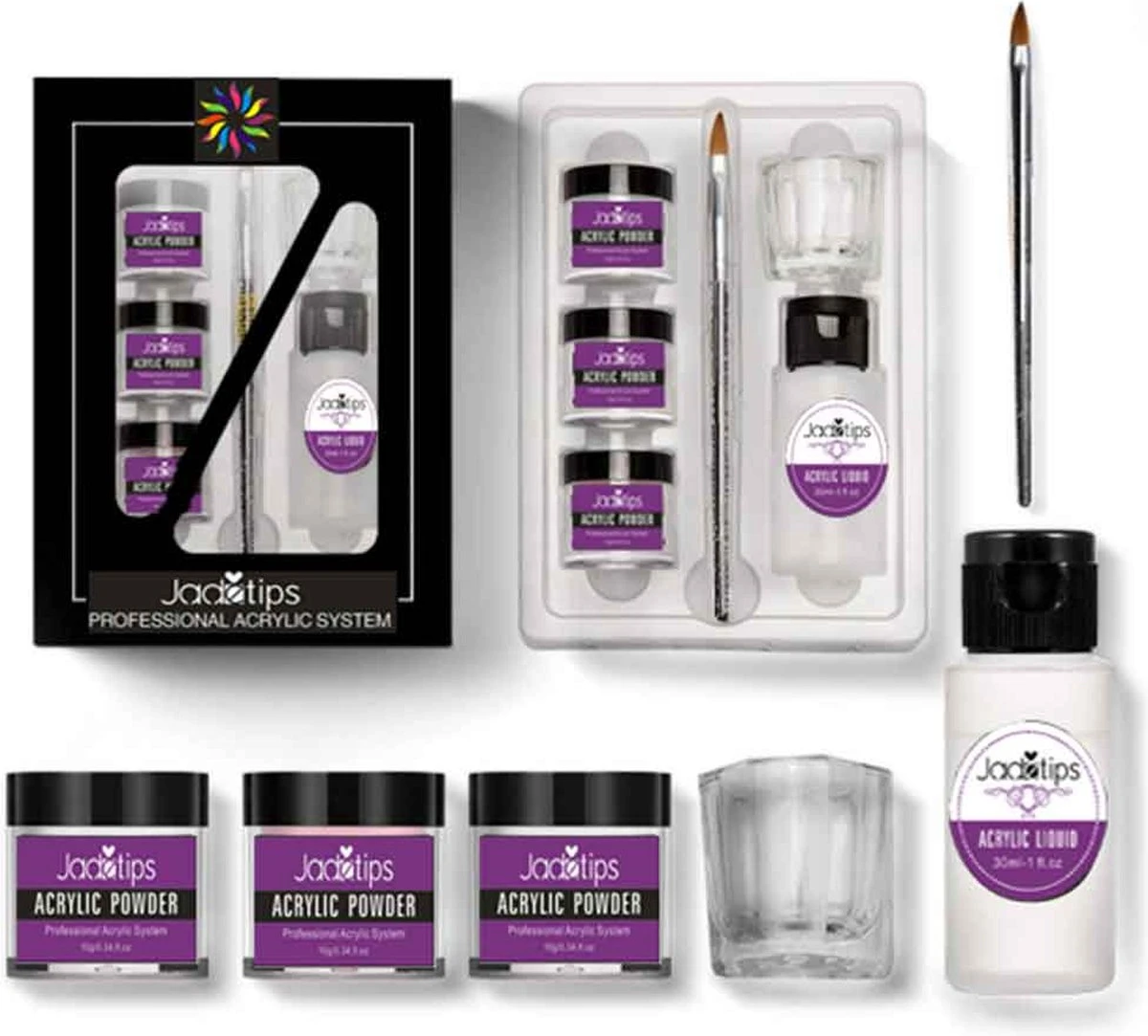 Acrylnagels Set | Nail Art | Liquid MMA Free | Wit, Roze & Transparant 1 Acrylnagels Set | Nail Art | Liquid MMA Free | Wit, Roze & Transparant