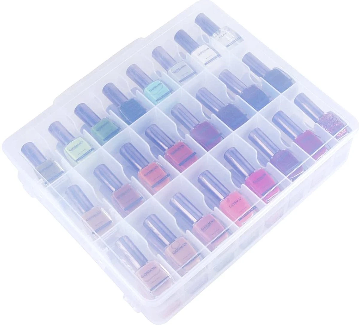 Nagellak Organizer - Koffer Met Vakverdeling - Ruimte Voor 48 Verschillende Nagellakpotjes - 35 X 30 Cm - Kunststof - Naaigarenopbergkoffer 6 Nagellak Organizer - Koffer Met Vakverdeling - Ruimte Voor 48 Verschillende Nagellakpotjes - 35 X 30 Cm - Kunststof - Naaigarenopbergkoffer - Afbeelding 6
