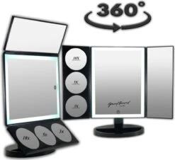 Grote Drieluik LED Make-up Spiegel Touch Knop En Dimmer 1, 3, 5 En 10 Maal Vergroting Inclusief Usb Kabel, Spiegels -Cosmetica Winkel 1200x1096 10