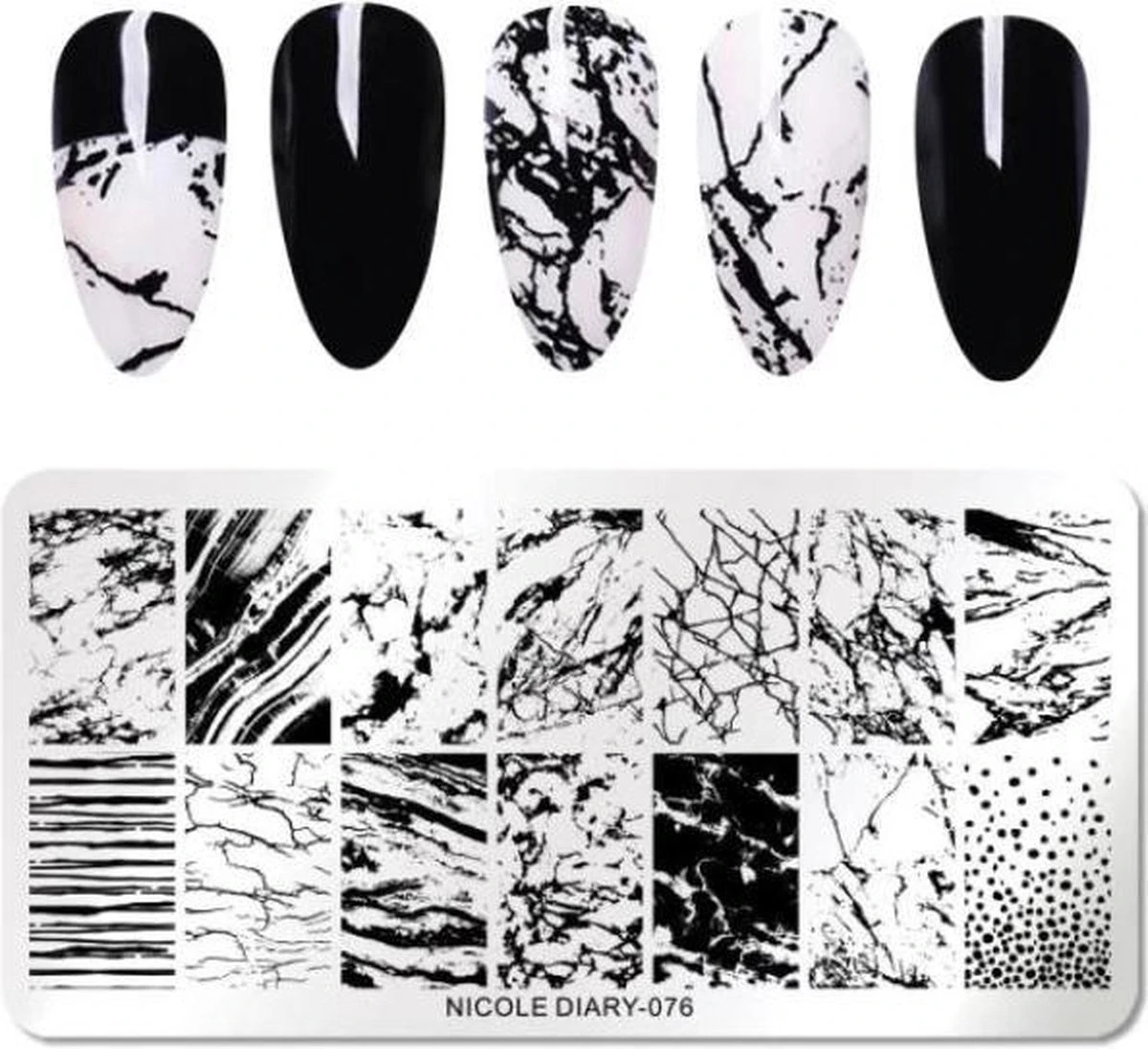 Nail Art Stempel Plaat - French Manicure - Nagellak Acryl - Marmer Patroon Sjabloon 1 Nail Art Stempel Plaat - French Manicure - Nagellak Acryl - Marmer Patroon Sjabloon