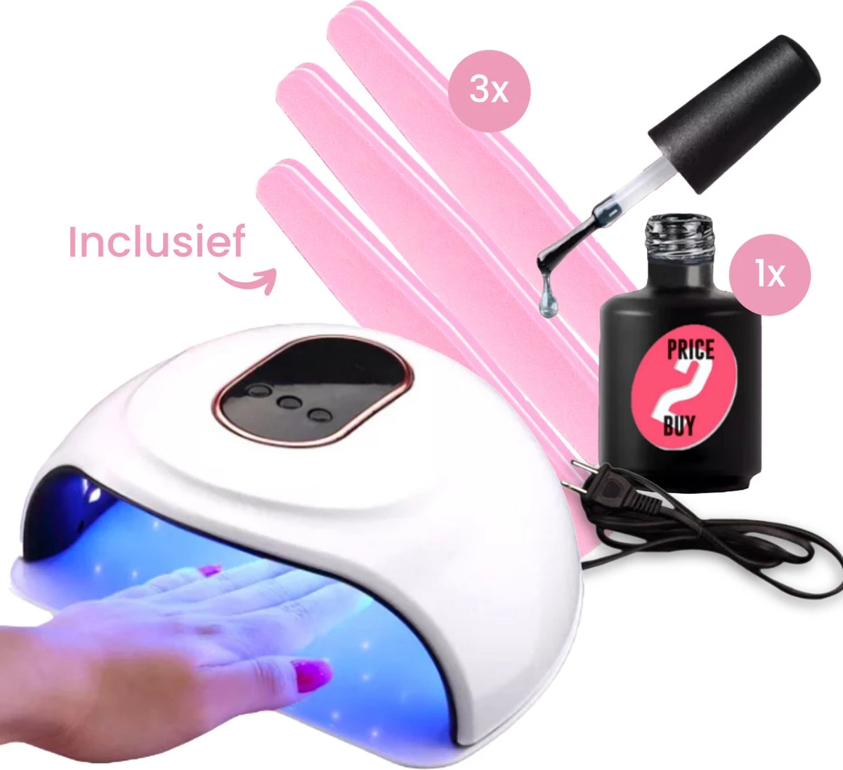 Price2buy UV Lamp Gelnagels + Extra's - Nagellamp - Set Met Nageldroger - Gellak Lamp - Draagbaar 1 Price2buy UV Lamp Gelnagels + Extra's - Nagellamp - Set Met Nageldroger - Gellak Lamp - Draagbaar