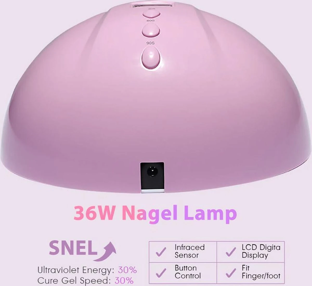 Merkloos Nagel UV Lamp Gelnagels - LED Lamp - Gellak - Nagellak Droger - Nagellak - 36W - Roze 6 Merkloos Nagel UV Lamp Gelnagels - LED Lamp - Gellak - Nagellak Droger - Nagellak - 36W - Roze - Afbeelding 6