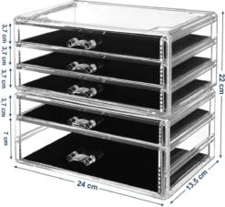 SONGMICS Make-up Organiser, 2-delige Opbergdozen Voor Sieraden En Cosmetica, Stapelbaar, Met 5 Laden, Transparant Polystyreen JMU32TP 10 SONGMICS Make-up Organiser, 2-delige Opbergdozen Voor Sieraden En Cosmetica, Stapelbaar, Met 5 Laden, Transparant Polystyreen JMU32TP -Cosmetica Winkel 1200x1102 11