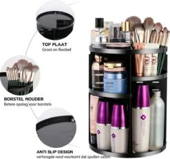 ESSIBLE Make-Up Organizer - 360° Roterend - Opbergbox - Opbergdoos Cosmetica - Sieradendoos - Nagellak - Lippenstift - Zwart -Cosmetica Winkel 1200x1122 11