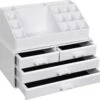 Nancy's Cutler Make-Up Organizer - Make-Up Opslag - 4 Lades - Open Vakken - Wit - Acryl - 24 X 13.5 X 18.5 Cm