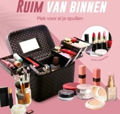 Make Up Koffer En Organizer - Beautycase Met Spiegel - Dames - Cosmetica En Visagie - Zwart 17 Make Up Koffer En Organizer - Beautycase Met Spiegel - Dames - Cosmetica En Visagie - Zwart -Cosmetica Winkel 1200x1131 10
