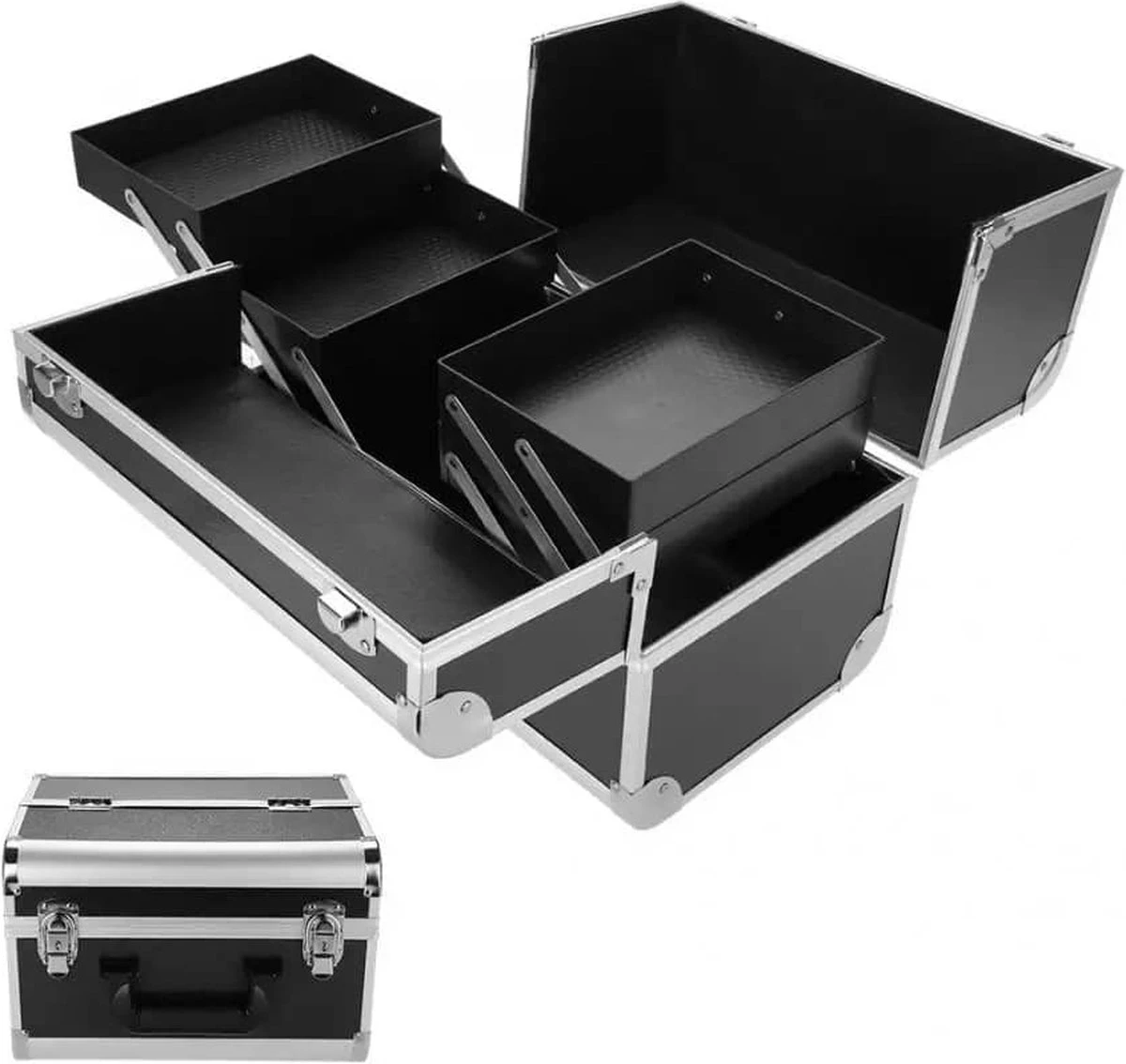 Confibel Make Up Koffer - Uitklapbaar - 5 Opbergbakken - Met Slot 8 Confibel Make Up Koffer - Uitklapbaar - 5 Opbergbakken - Met Slot - Afbeelding 8