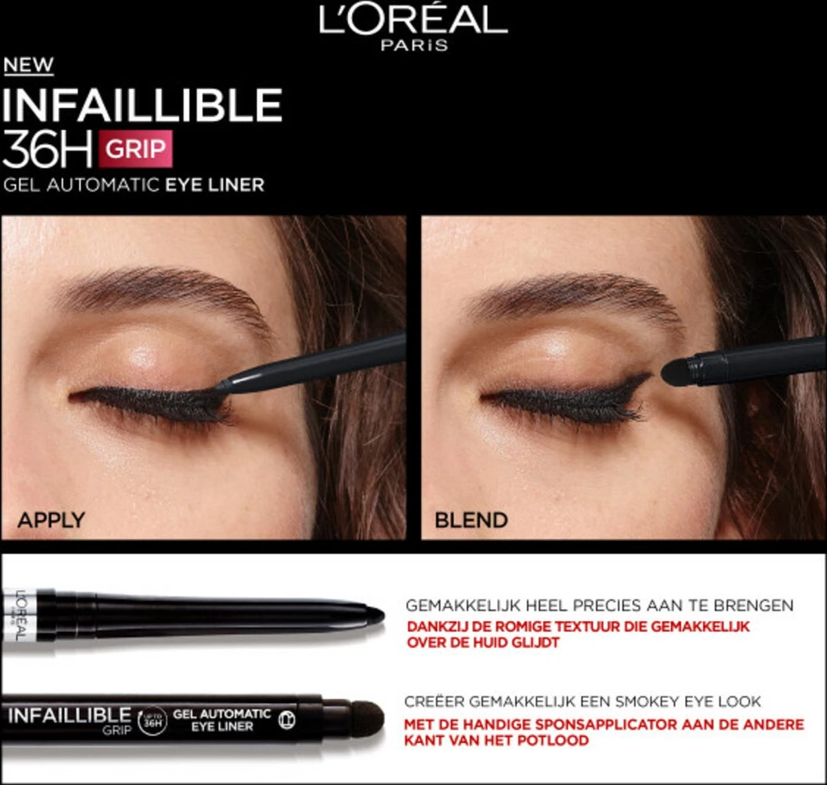 L’Oréal Paris Infallible Gel Automatic Eyeliner - 001 Intense Black 4 L’Oréal Paris Infallible Gel Automatic Eyeliner - 001 Intense Black - Afbeelding 4