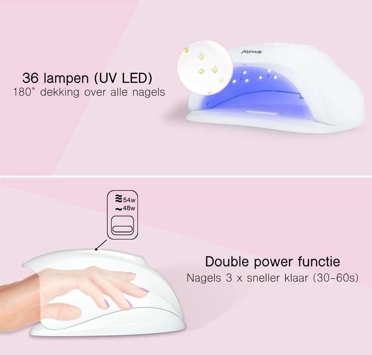 LifeGoods Nageldroger - Voor Gelnagels - 36 LED's - 54W 3 LifeGoods Nageldroger - Voor Gelnagels - 36 LED's - 54W - Afbeelding 3